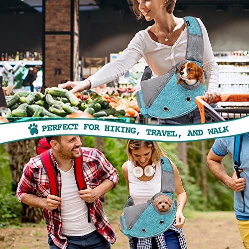 PetAmi Small Dog Sling Carrier, Hands-Free Purse, 5 lb, Sea Blue