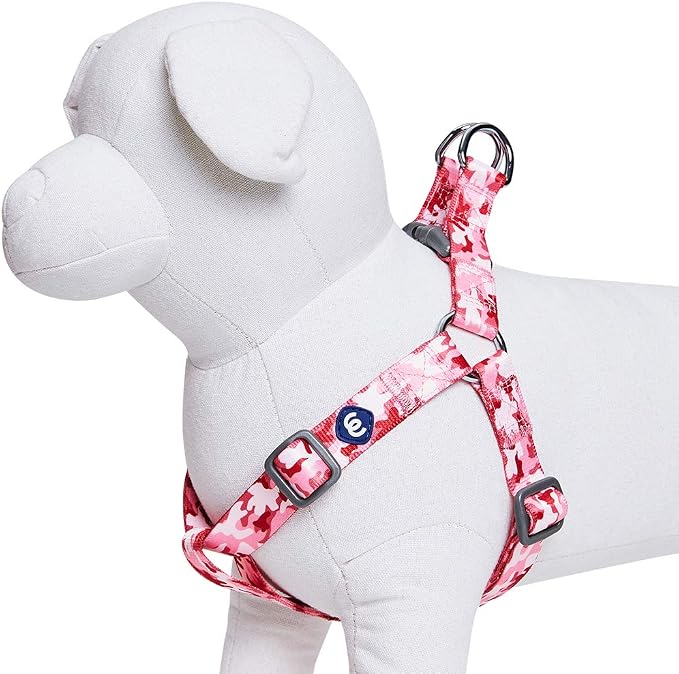 Blueberry Pet Essentials Step-in Pink Camo Print Camouflage Dog Harness, Chest Girth 16.5" - 21.5", Small, Adjustable Harnesses for Dogs