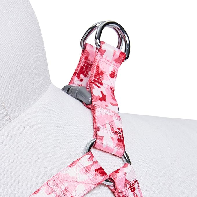 Blueberry Pet Essentials Step-in Pink Camo Print Camouflage Dog Harness, Chest Girth 16.5" - 21.5", Small, Adjustable Harnesses for Dogs