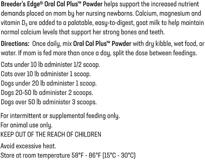 Breeder's Edge Oral Cal Plus Powder for Dogs & Cats, Lactation Support 300g