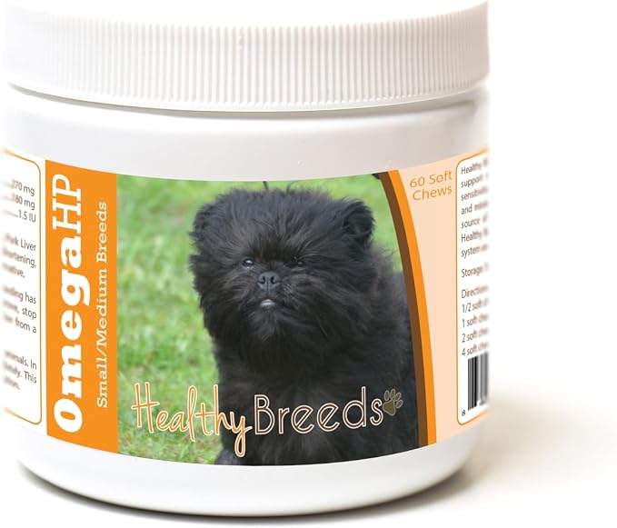 Healthy Breeds Affenpinscher Omega HP Fatty Acid Skin and Coat Support Soft Chews 60 Count