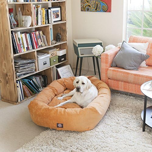 Majestic Pet Micro Velvet Dog Bed, 40 Inch Large, Round, Washable, Pearl