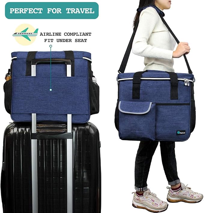 PetAmi Dog and Cat Travel Bag, Navy, Large