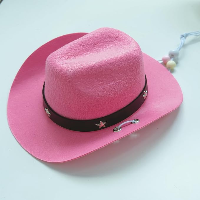 Dog Cowboy Hat and Bandana Scarf Dog Cat Sombrero Puppy Hat Dog Cat Costume, 20 cm, Polyester, Pink