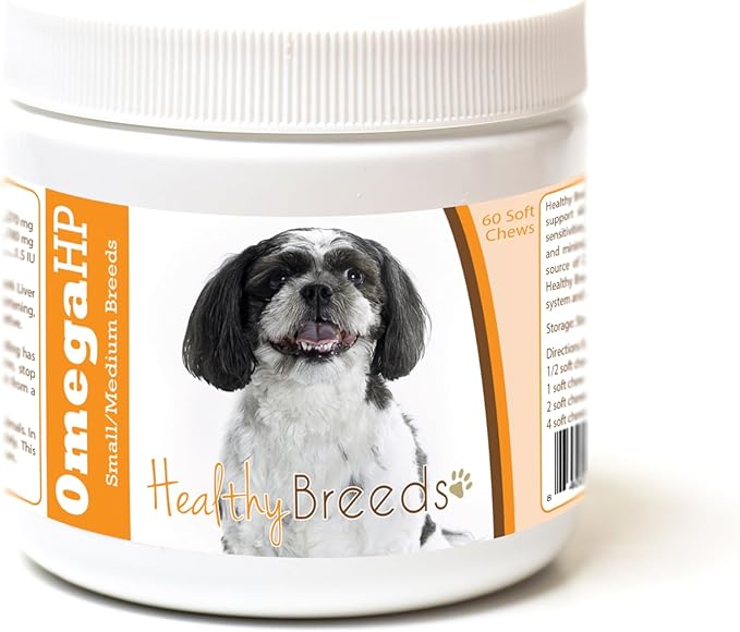 Healthy Breeds Shih-Poo Omega HP Fatty Acid Skin and Coat Support Soft Chews 60 Count