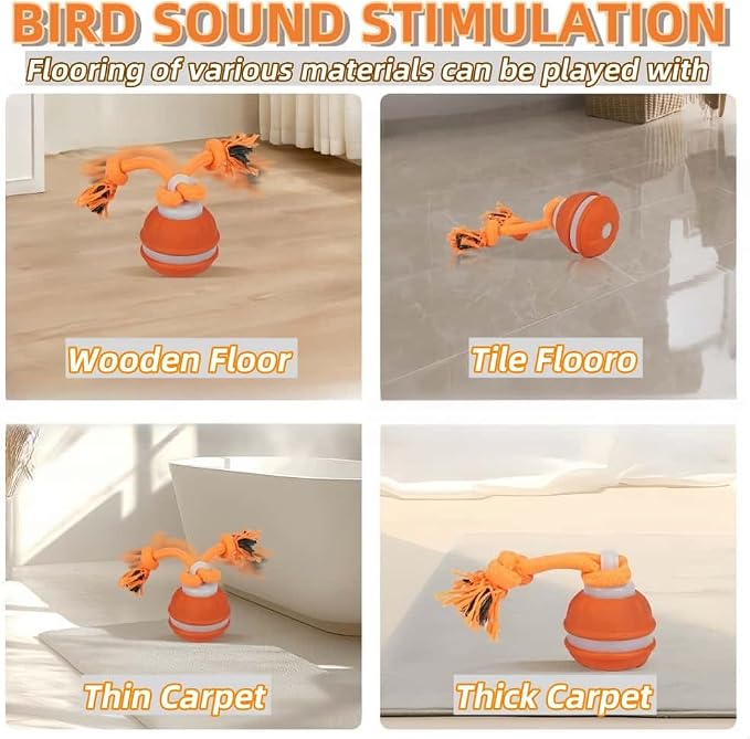 Interactive Dog Toys, Squeaky Dog Toys, Active Rolling Ball for Puppy and Medium Dogs, Squeaky, USB Rechargeable (Orange+Blue)