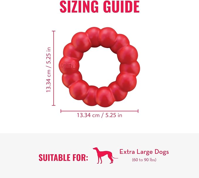 KONG Ring, Natural Rubber Chew Toy for Dental Health, for Extra Large Dogs | KONG Natural Rubber Ring Toy That Supports Healthy Chewing Habits, Dog Dental Health & Natural Play Instincts
