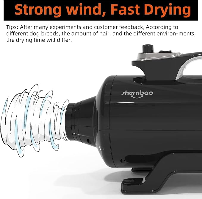 Dual Motor High Velocity Pet Dog Grooming Force Hair Dryer/Blower 6.0HP | 6.0HP powerful high velocity blower dryer for professional dog hair grooming, Jet Black DHD-2400T