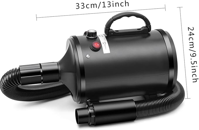 Dog Dryer High Velocity Dog Hair Dryer 3.0HP/2200W, Stepless Adjustable Speed Temperature Dogs Grooming Blow Dryer, Pet Dryer with 4 Nozzles,Blow Dryer for Dogs, Black