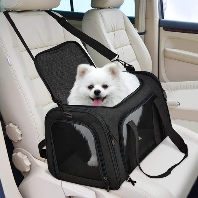 Henkelion Cat & Dog Carrier, Small/Medium Up to 15 lbs, TSA Airline Approved, Waterproof, Black