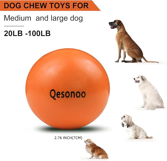 KAIKER Dog Balls Indestructible, Solid Rubber Bouncy, Large Breed