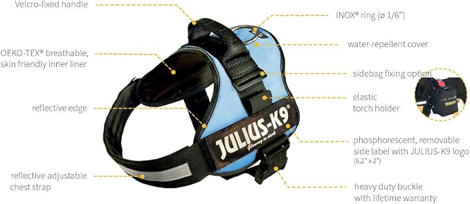 Julius-K9 Powerharness, 3, Blue Sky