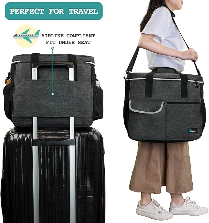 PetAmi Dog and Cat Travel Bag, Charcoal, Large