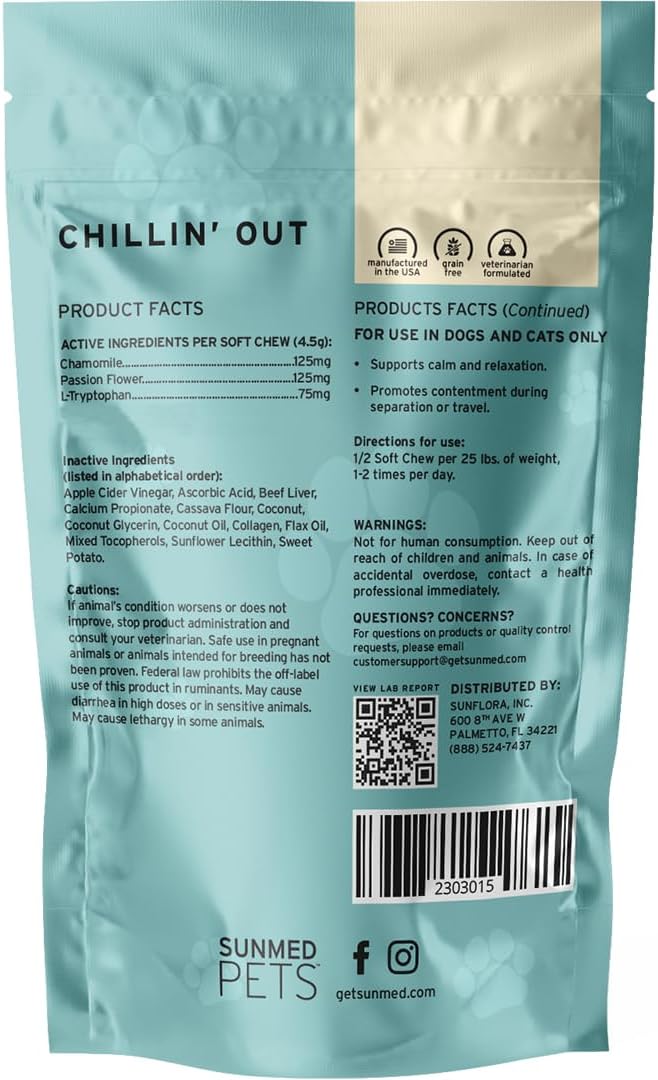Hemp Calming Chews for Dogs By Sunmed, 40-Pack, Small
