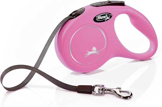 FLEXI® Classic Tape Retractable Dog Leash, Small, 16 ft - Pink | German engineered, original flexi leash, durable quality for dogs up to 33 lbs, tangle-free, walking, reliable brake system