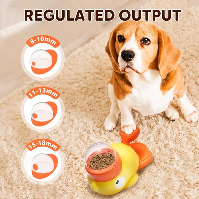 Duck Shape Dog Treat Dispenser, 2-in-1 Duck Shaped Slow Feeder Interactive Dog Toys, Mentally Stimulating Puzzle Toy, Reduces Bloating Anti-Gulping for Indoor Pets (White)