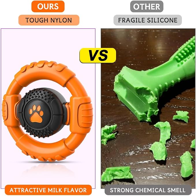 Dog Toys for Aggressive Chewers Large Medium Small Breed, Indestructible Durable Tough Dog Chew Toys to Keep Them Busy, Nylon Rubber Interactive Dog Toys