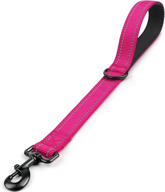 Joytale Short Dog Leash for Close Control & Training, 18", Hot Pink | Padded Comfort Handle, Reinforced Nylon Webbing, Secure Metal Clip, for Busy Streets & Heel Training