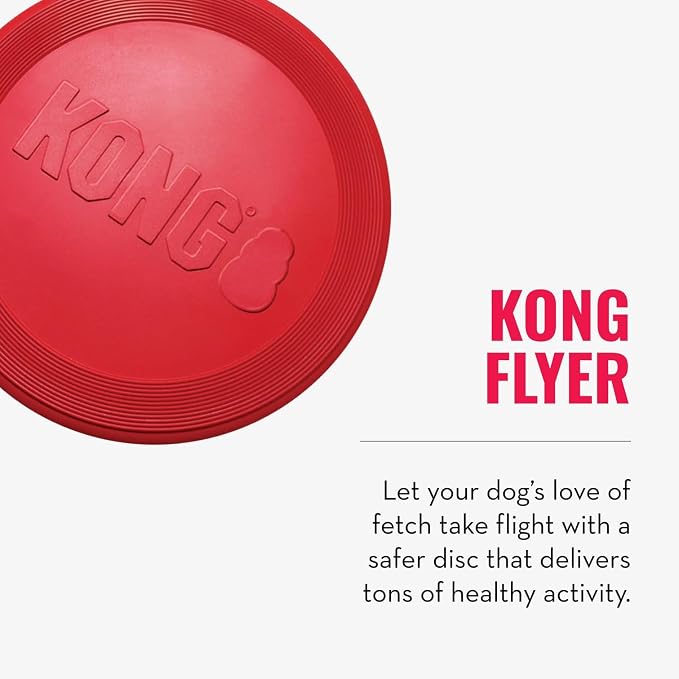KONG Goodie Bone and Flyer Dog Toy Set, for Medium Dogs | A Two-Toy Set with a Treat-Holding Rubber Bone & a Soft Rebounding Flying Disc to Enrich Daily Playtime