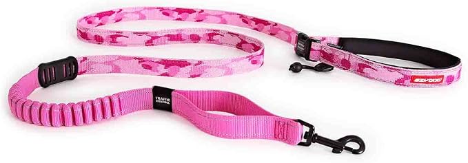 EzyDog Road Running Hands Free Dog Leash, Zero Shock Bungee - Pink Camo | For Dogs over 26 lbs, Hands Free Running or Walking, Adjustable, Padded Handle, 1" Wide, Reflective Stitching, Accessory Loop