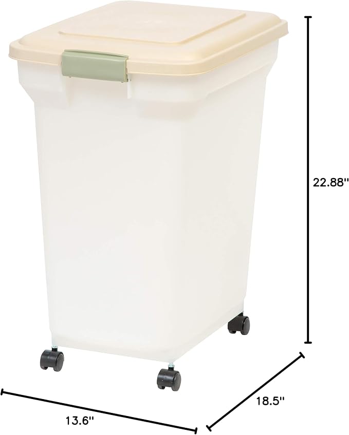 IRIS USA Dog Food Storage Container, Up to 40lbs, Almond