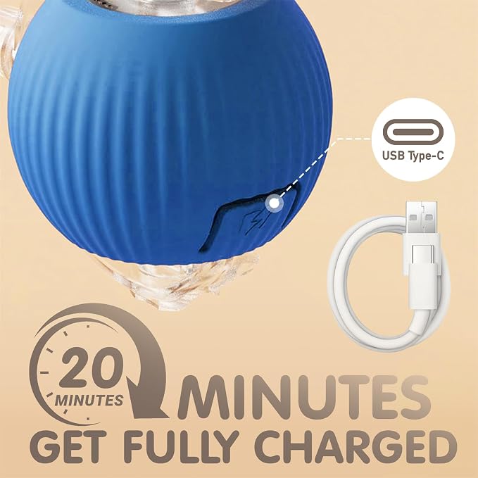 Rocfish Durable Interactive Cat Toys for Indoor Cats (Blue, 01) | Smart Automatic Cat Chase Ball Toy, Upgraded Speedy Tail Kitten Toy for Bored Indoor Adult Pets