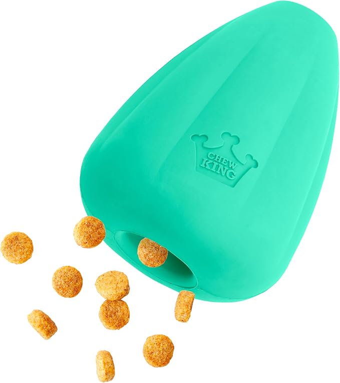 Chew King by Mammoth Premium Treat Dispensing Dog Toy, Durable Natural Rubber Chew Toy, Safety Air Vent, Interactive Enrichment Toy for Aggressive Chewers, XXL - Teal