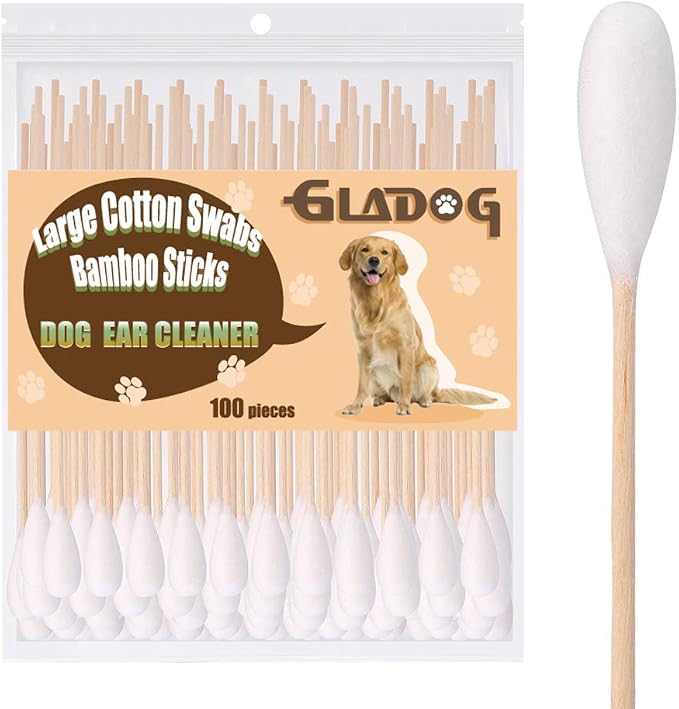 GLADOG 6 Inch Professional Large Cotton Buds, Bamboo Handle