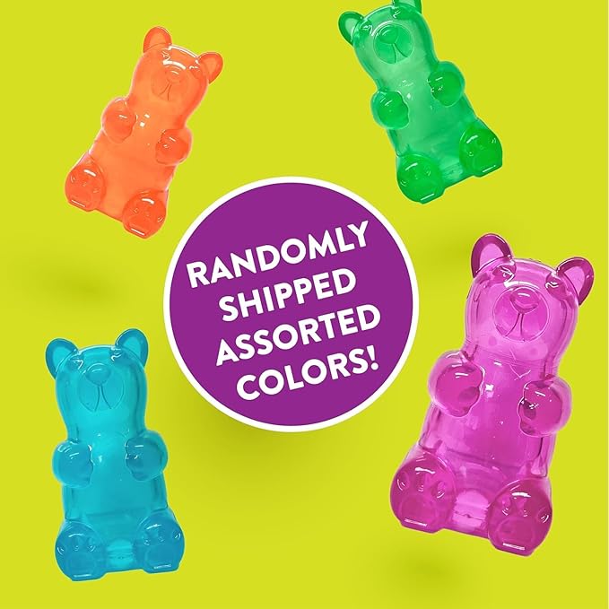 Spunky pup Spunky Bear Interactive Squeaky Dog Toys - Gummy Bear Shape, Crazy Bounce, Dishwasher-Safe, Assorted Neon Colors- Medium