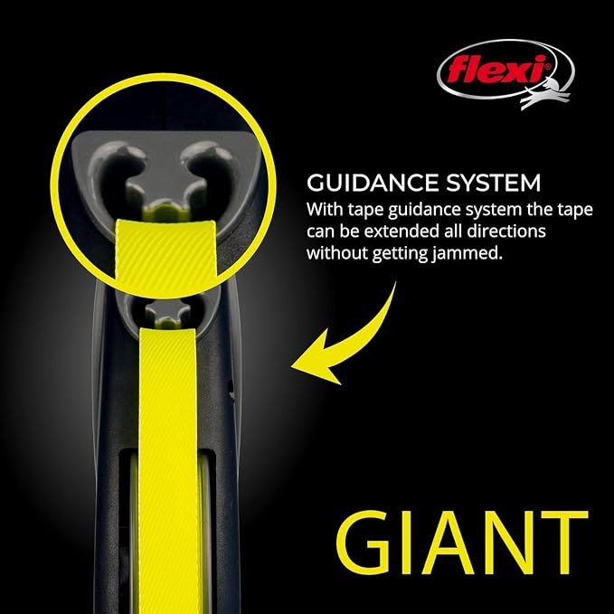 FLEXI® Giant Tape Retractable Dog Leash, Large, 26 ft - Black | German engineered, original flexi leash, durable quality for dogs up to 110 lbs, tangle-free, walking, reliable brake system