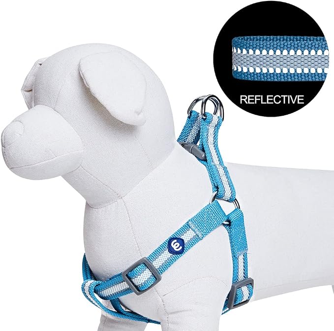 Blueberry Pet Essentials Step-in Reflective Back to Basics Dog Harness, Sky Blue, Chest Girth 20" - 26", Medium, Adjustable Harnesses for Dogs
