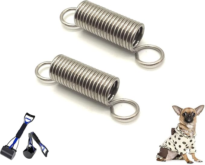2 Pack Pooper Scooper Spring Replacement 50mm Length Durable Tension Springs with Dual Hook for Non-Breakable Dog Pooper Scooper Folding Dog Poop Scoopers Non-Breakable Gravel Pick Up Shovel