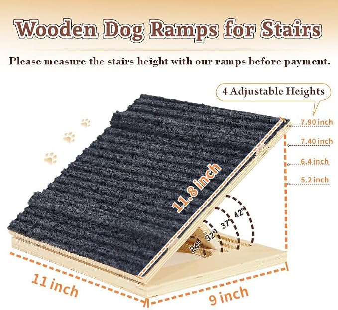 4 Pack Adjustable Dog Ramps for Stairs, Upgraded Pet Stair Ramp for Small Dogs, Portable Dog Stairs with Mat for Small Dogs and Cats, Non-Slip Pet Steps for Senior, Short-Legged & Injured Pets