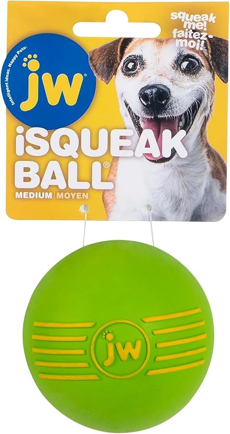 JW PET ISqueak Squeaker Dog & Puppy Fetch Chew Toy MEDIUM BALL 3 PACK