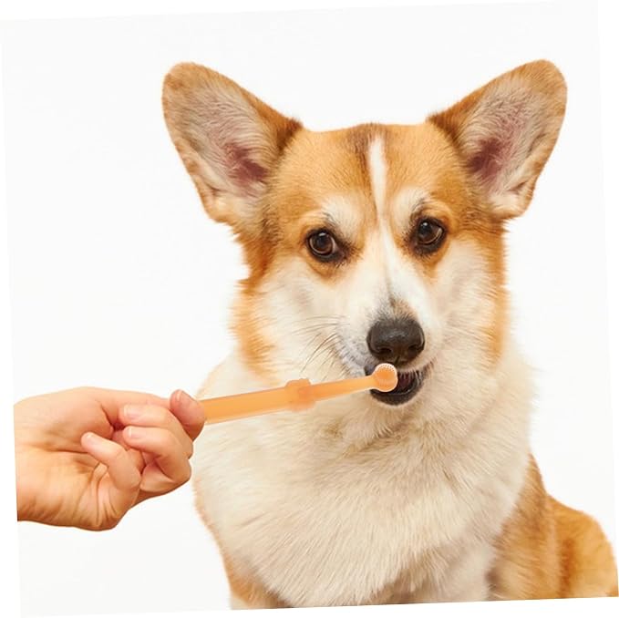 VICASKY Silicone Pet Toothbrush Double Headed Soft Bristles for Dogs and Cats Gentle Oral Cleaning Tool for Canine Plaque Removal and Fresh Breath Handheld Puppy Teeth Brushing Kit