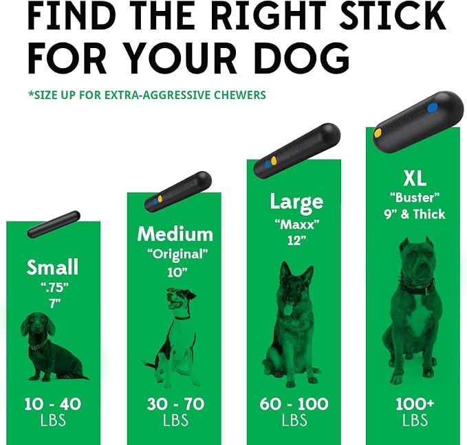Goughnuts Toys for Aggressive Chewers | Heavy Duty Virtually Indestructible Dog Toy Stick for Medium Breeds Such as Pit Bulls | Black
