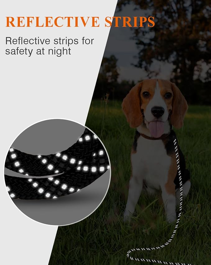 Taglory Long Dog Leash, 15FT 30FT 50FT 66FT Reflective Dog Recall Training Leash with Soft Padded Handle for Beach, Park, Outdoor Adventures, Large Dogs, Black 30FT