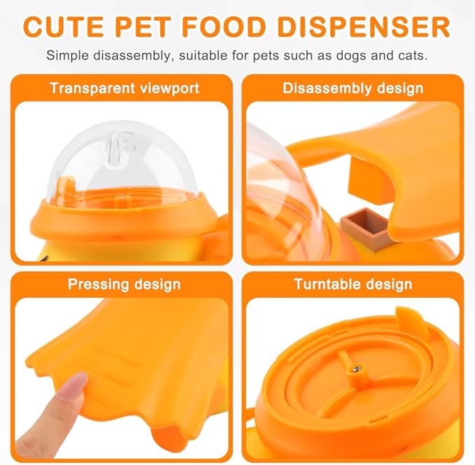 Dog Interactive Treat Dispenser Toy, Interactive Dog Toys Food Puzzle Do g Treat Dispenser Slow Feeder for Small Medium Dogs Cats IQ Training Reduces Bloating for Healthy Eating (Yellow)