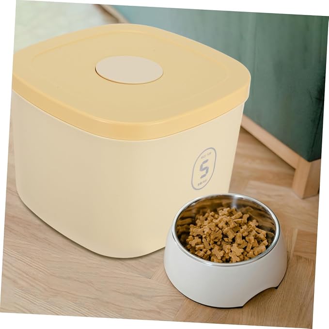 Luxshiny Vacuum Sealed Small Yellow Pet Food Storage Container Airtight Cat and Dog Food, Small, Yellow