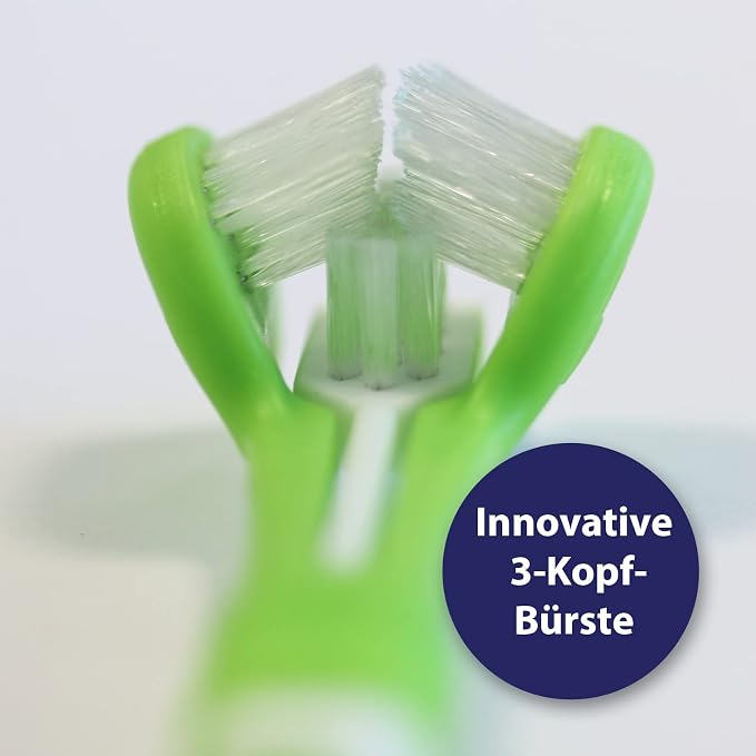 Canosept 3-Headed Dog Toothbrush - Dog Breath freshener - Dog Toothbrush Dog Teeth Cleaning Products - Plaque Remover for Dogs Teeth - Plaque Off for Dogs