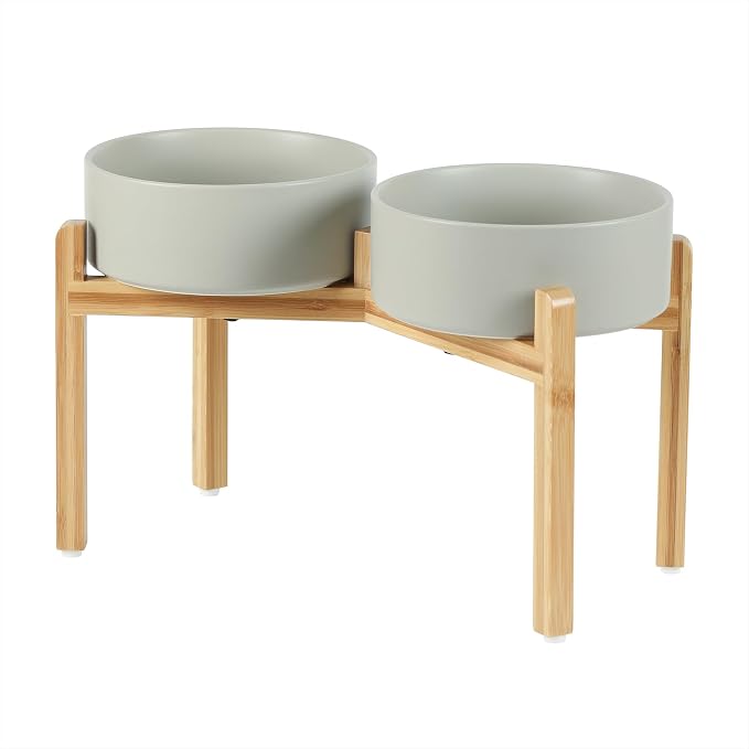Havniva 8.3” Dog Bowls Elevated Ceramic Dog Food and Water Bowl Set, Double Raised Dog Water Bowl with Stand Non-Slip Rubber Base Large Capacity Feeding Pet Food Bowl for Large Dogs