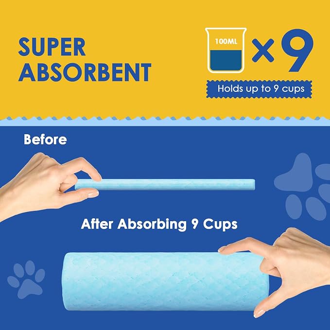 JollyMate 28"x34" Dog Pee Pads Extra Large, 100 Pack X-Large Super Absorbent Pet Pee Pads with Adhesive Tabs, 6 Layers Thick Leak-Proof Potty Pads for Dogs and Puppies