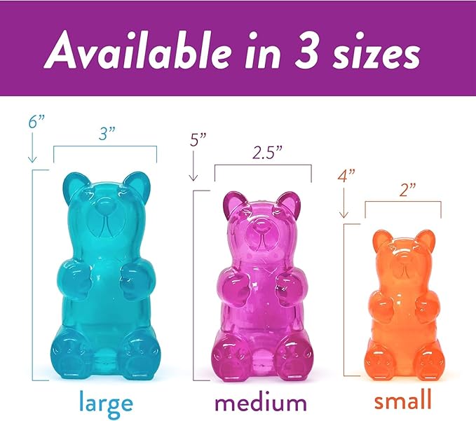 Spunky pup Spunky Bear Interactive Squeaky Dog Toys - Gummy Bear Shape, Crazy Bounce, Dishwasher-Safe, Assorted Neon Colors- Medium