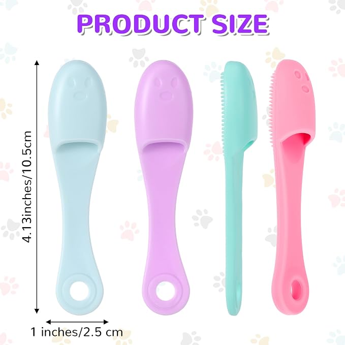 Qianyu Dog Toothbrush Soft Silicone Finger Toothbrush Dog Tooth Brushing Kit Cat Tooth Brush Teeth Cleaning Dental Care for Small and Large Pet 4 Pack