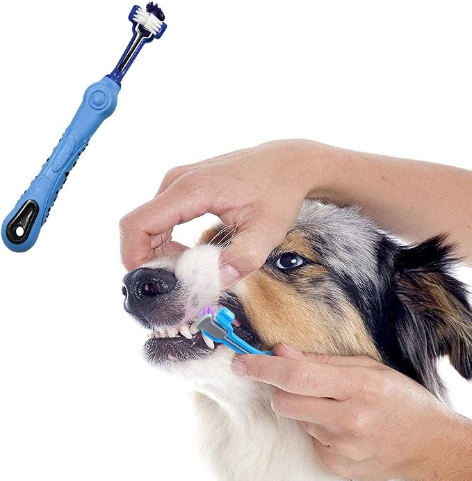 Orgrimmar 4 Pcs 3-Sided Pet Toothbrush Dog Cat Mouth Dental Teeth Care | Pet Brush for Bad Breath Tartar Cleaning