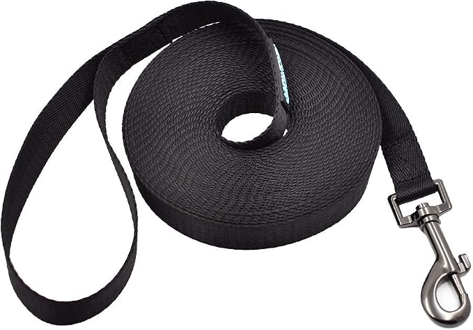 Max and Neo Long Recall Training Leash - We Donate One for One for Every Leash Sold (15 Foot, Black)