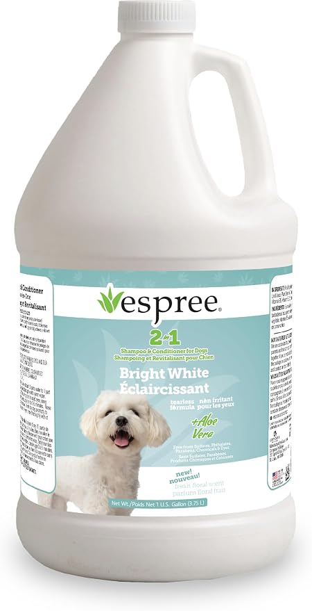 Espree Bright White Dog Shampoo & Conditioner, Dog Coat Whitening, Gallon | Professional Dog Grooming, Dog Whitening Shampoo, Dog Grooming Supplies, Stain Removing, Brightening Shampoo, Pet Shampoo
