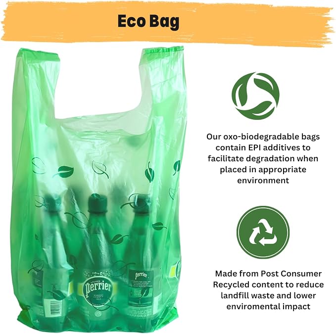 T-shirt Green Plastic Bag (120 ct.) Doggy Poop Bags with Handles Compatible with Arm & Hammer Swivel Bin & Rake pooper scooper Cat Waste Bags (120 ct.)