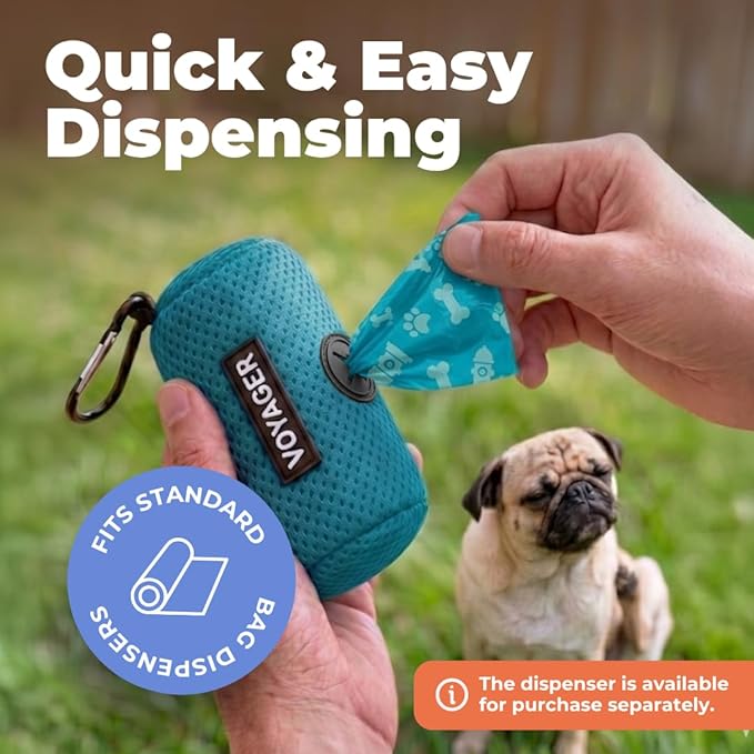Best Pet Supplies Dog Poop Bags for Waste Refuse Cleanup, Doggy Roll Replacements for Outdoor Puppy Walking and Travel, Leak Proof and Tear Resistant, Thick Plastic - Turquoise, 240 Bags