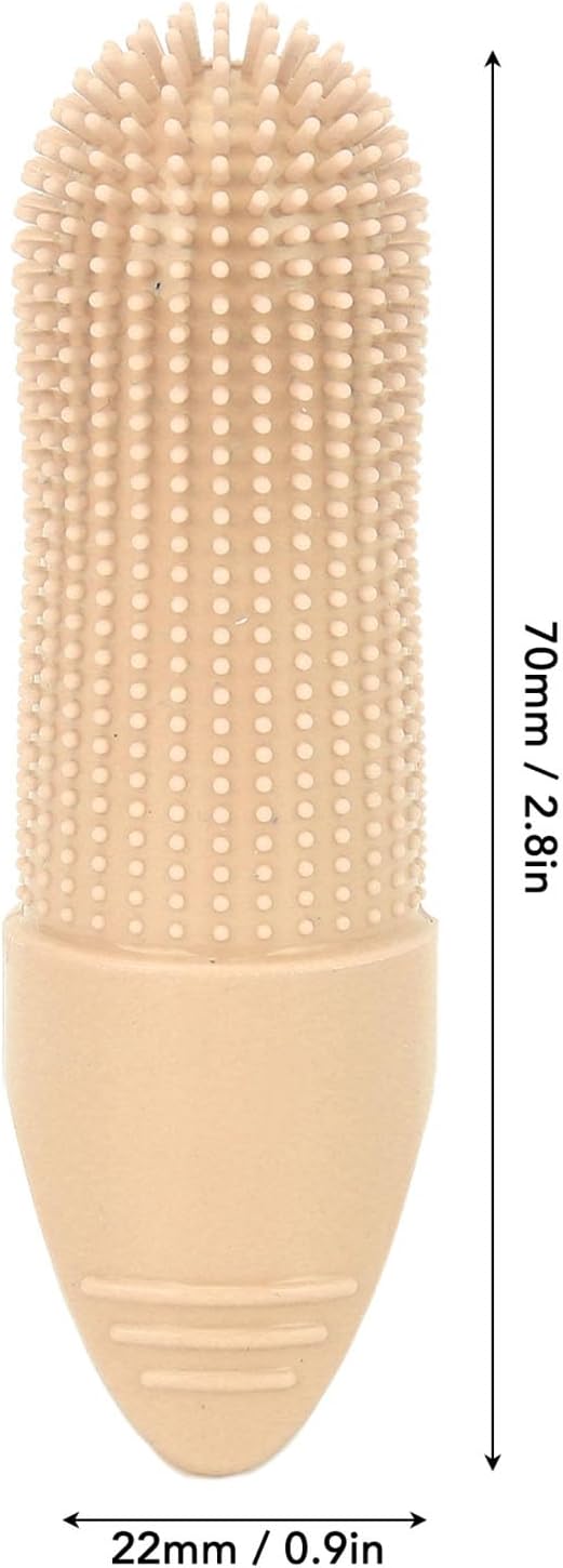 TOPINCN Silicone Dog Finger Toothbrush 360 Degree Food Grade for Dogs Cats Care with Flexible Design for Oral Clean (Beige)